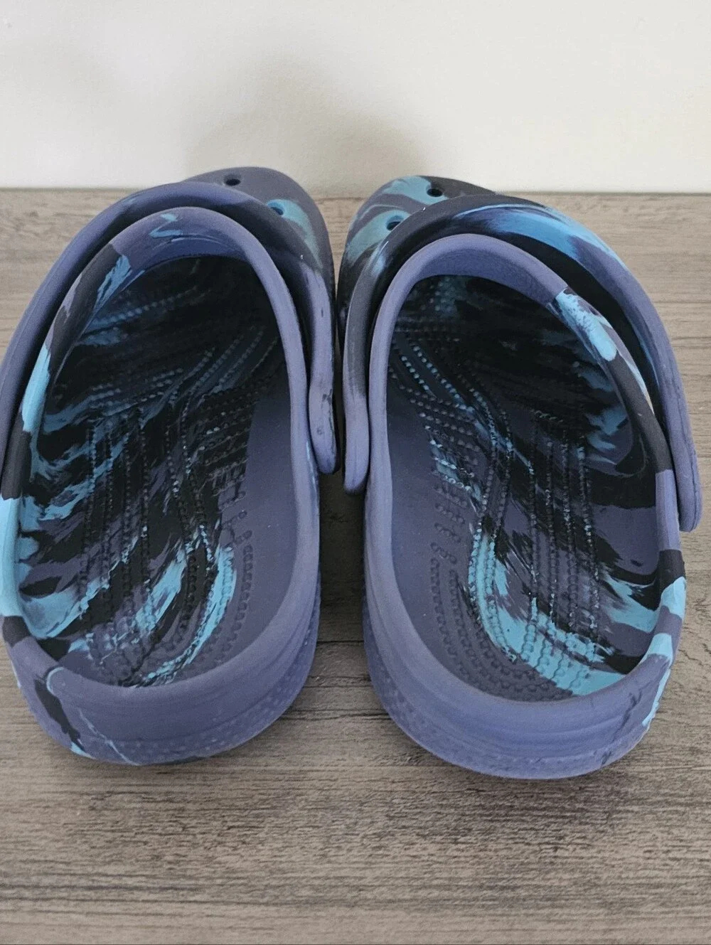 Crocs Boy Kids Blue Navy Tie Dye Slip-On Clog J 2